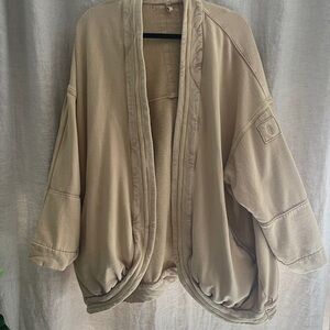 FP Movement -Women's Oversized Tan Sweatshirt Cardigan
